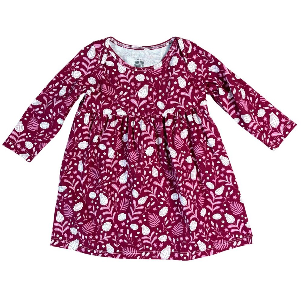 Winter Water Factory Lausanne Baby Dress size 18 month floral berry purple pink